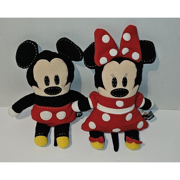 Disney Mickey & Minnie Mouse Pook A Looz 12" Plush Figure Set Pre-loved - Picture 1 of 4